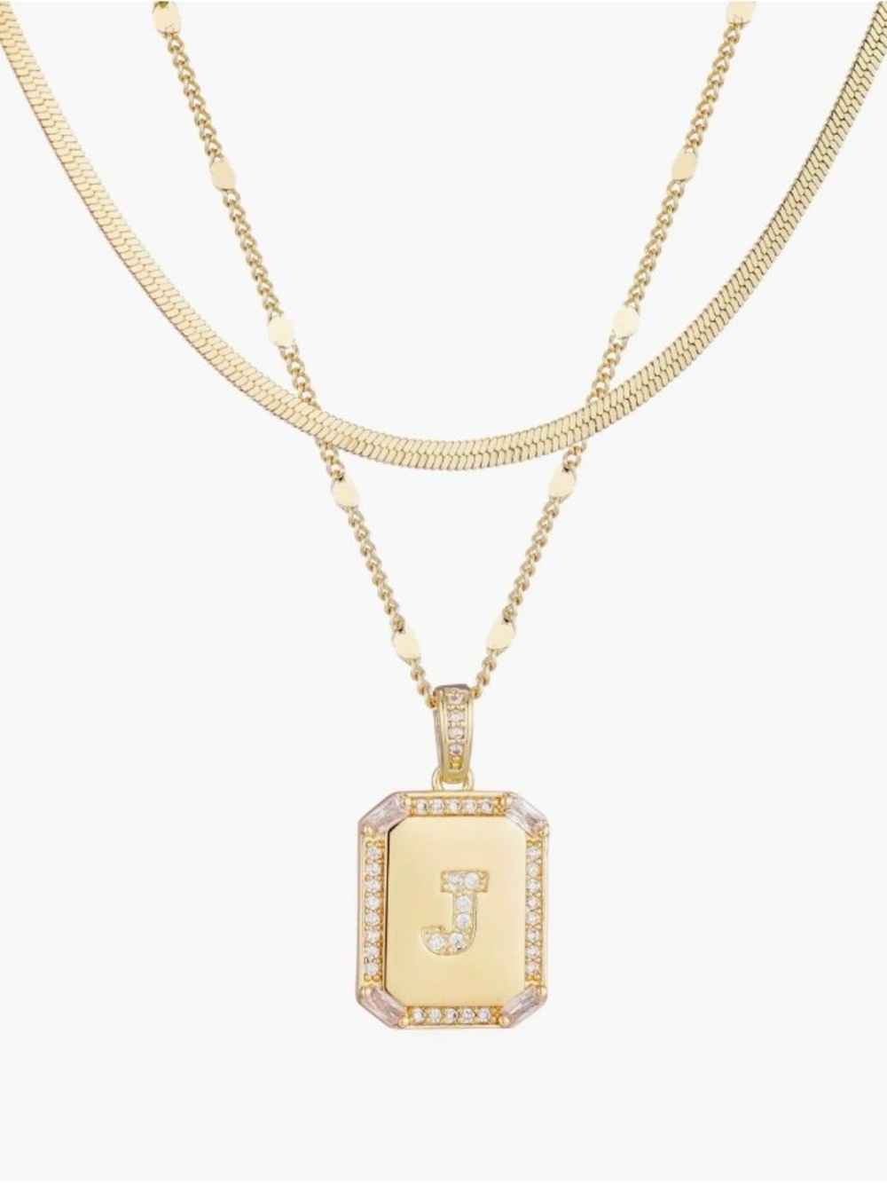 NWOT ADORNIA Initial Tag Pendant Necklace J
14k Gold Plated